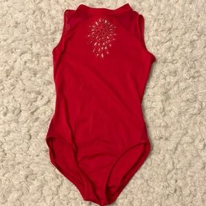 Red leotard with design in front